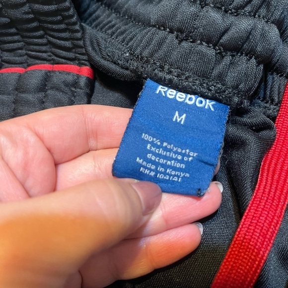 Men’s Reebok Track Pants- Black with Red Stripe, Size Medium - Picture 4 of 5